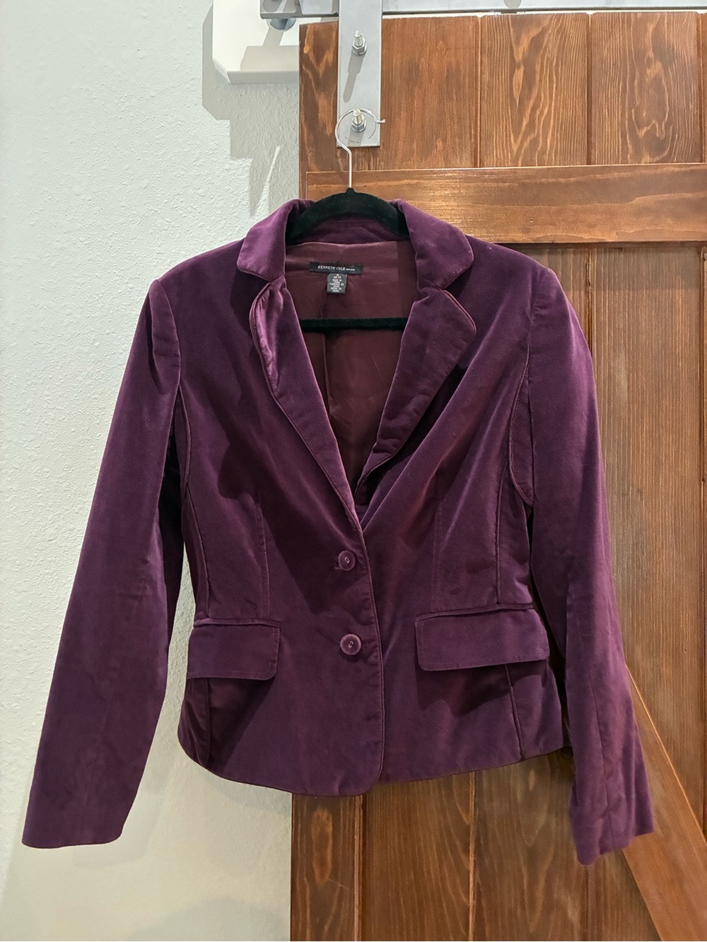 Kenneth Cole Plum Velvet Two-Button Blazer